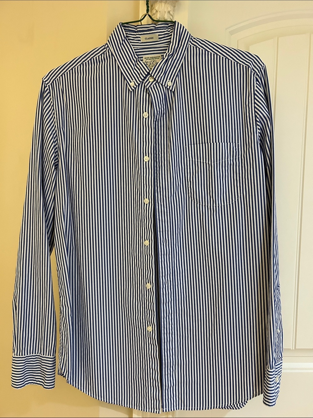 Jcrew blue and white stripped button down.